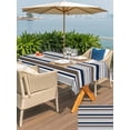 thumbnail image 5 of Outdoor Tablecloth with Umbrella Hole for Patio/Picnic/Party/Camping, Grey Navy Blue Striped Waterproof Table Cloth Rectangle Table Cover Washable, Farmhouse Stripes Modern Abstract Art (60"x 102"), 5 of 8