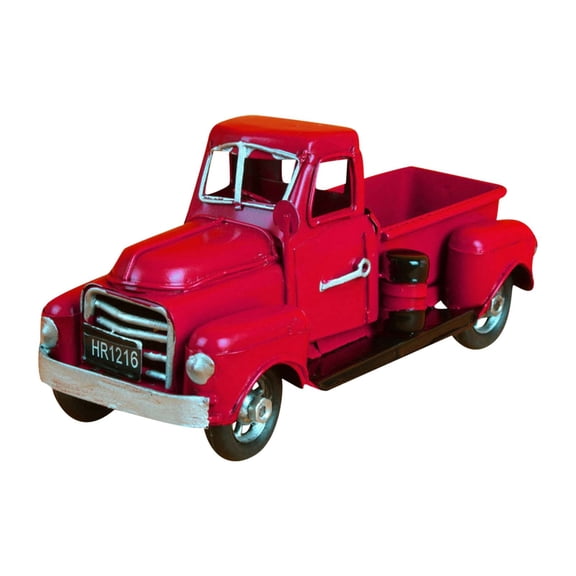 Vintage Style Truck Garden Decoration 18x9x8cm Metal Flower Pot Holder for Outdoor Yard Patio Garden Decor Retro Pickup Truck Planter with Solar Lights