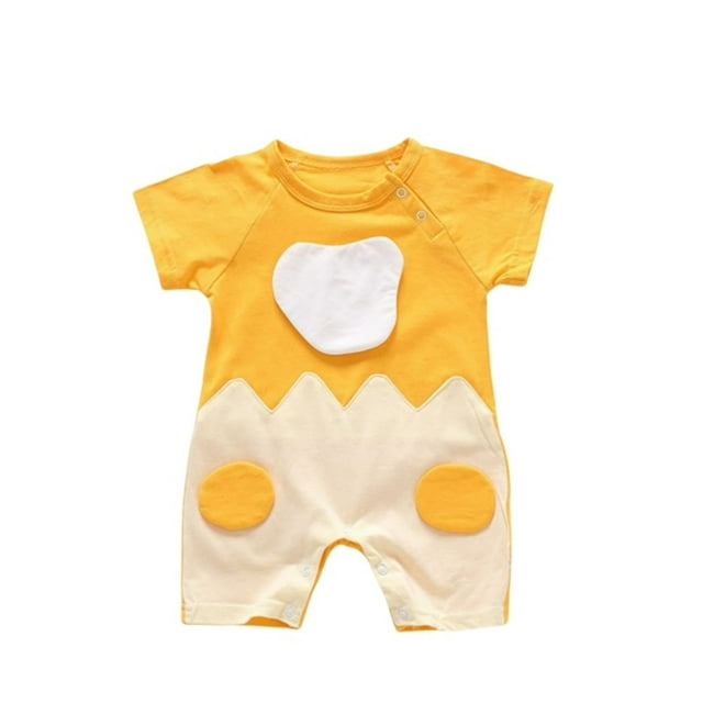 WEIYLL Justaucorps pour Filles Costume Triangle Œuf Dessin Animé Manches Courtes Col Rond Jaune Vêtements pour Tout-Petits