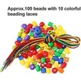 thumbnail image 4 of Juego de cuentas de hilo con 100 cuentas, 10 cuerdas y cuentas de cordones para niños pequeños, aprendizaje preescolar, autismo ocupacional, 4 of 5