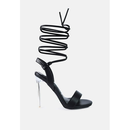 

Sheeny Clear Stiletto Lace Up Heels