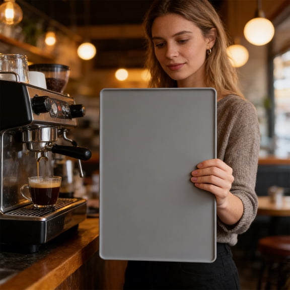 Silicone Coffee Mat, Bar Mat with Detachable Dish Drying Mat - Fits Under Coffee Maker & Dish Rack Black S
