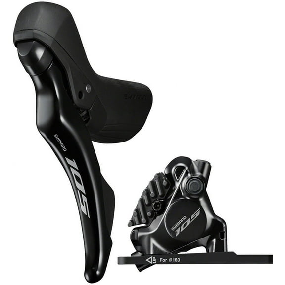 Shimano 105 105 ST-R7120-L Shift/Brake Lever with BR-R7170 Hydraulic Disc Brake Caliper - Left/Front, 2x, Flat Mount,