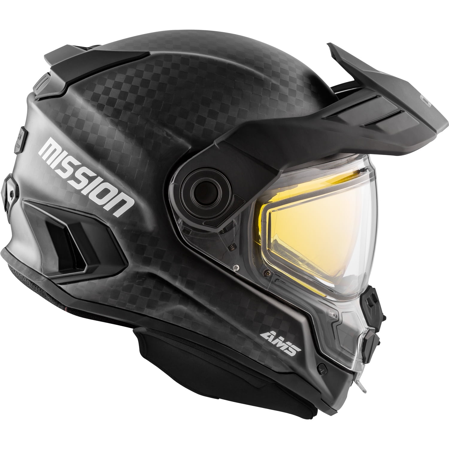 Snowmobile Helmet Electric Full Face CKX Mission AMS Mat Carbon Fiber