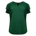 thumbnail image 4 of BAODANN Women Fashion Casual Business Work Shirt Round Neck Short Sleeved Burnout Tee Shirts Athletic Short Sleeve Shirt Women Tops Women Casual Long Sleeve Tops for Women Short Sleeve Athletic Top, 4 of 5