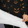 thumbnail image 3 of Oversized Wearable Blanket Hoodie,Black Halloween Pumpkin Faces Sherpa Blanket Hoodie with Super Pockets,Super Warm Fuzzy Pullover for Women & Men, 3 of 6
