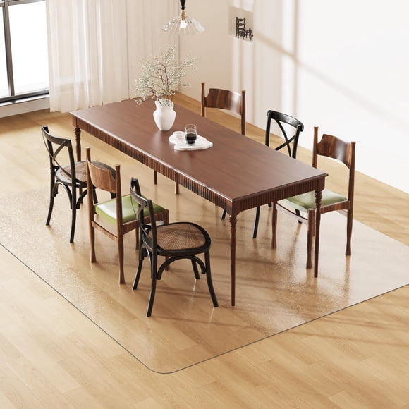 Mymeely Floor Mat for Home, 5'x7' Upgraded Clear Area Rug for Dining Room, Non-Slip Hard Floor Living Room, PVC Waterproof Vinyl
