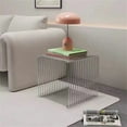 thumbnail image 6 of Square Geometry Retro Side Table Prime-Stainless Steel Linear Metal End Table, Iron Multi-Purpose Desktop Shelf (Silver), 6 of 8