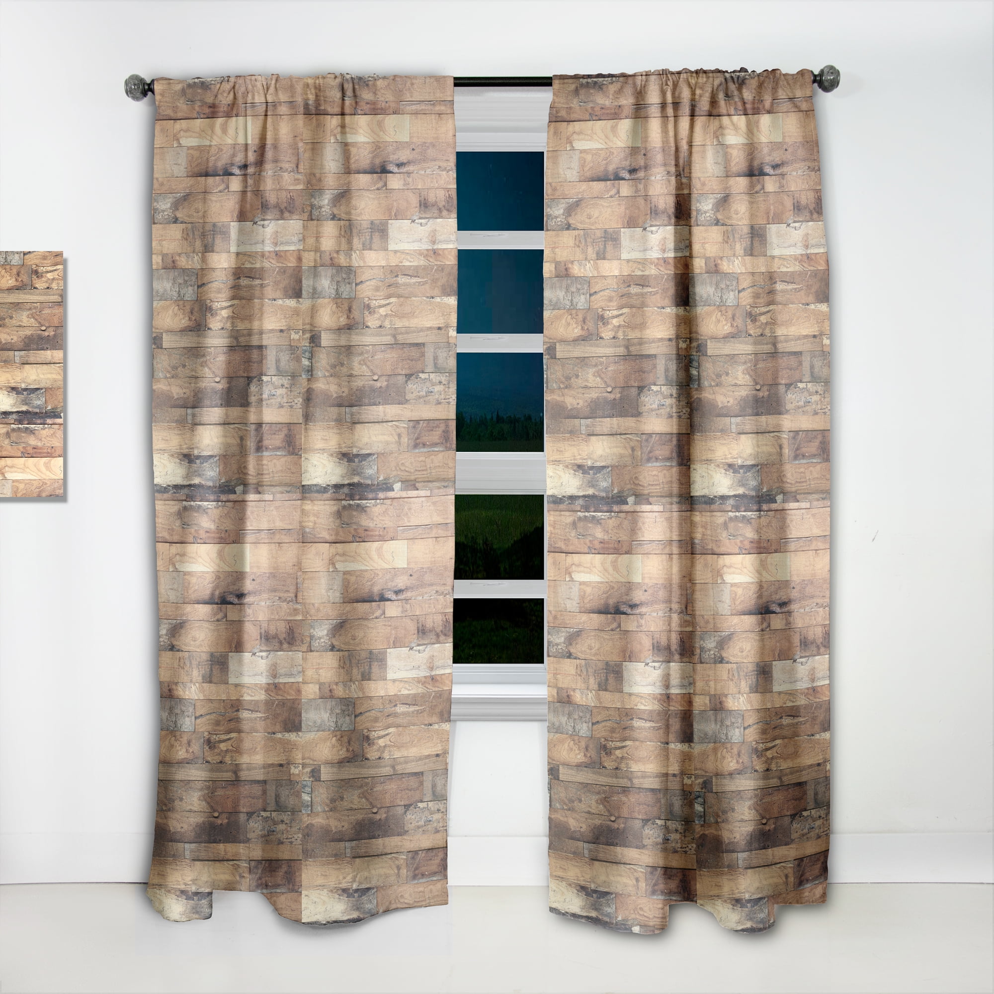 Designart 'Wood Planks' Modern & Contemporary Curtain Panel