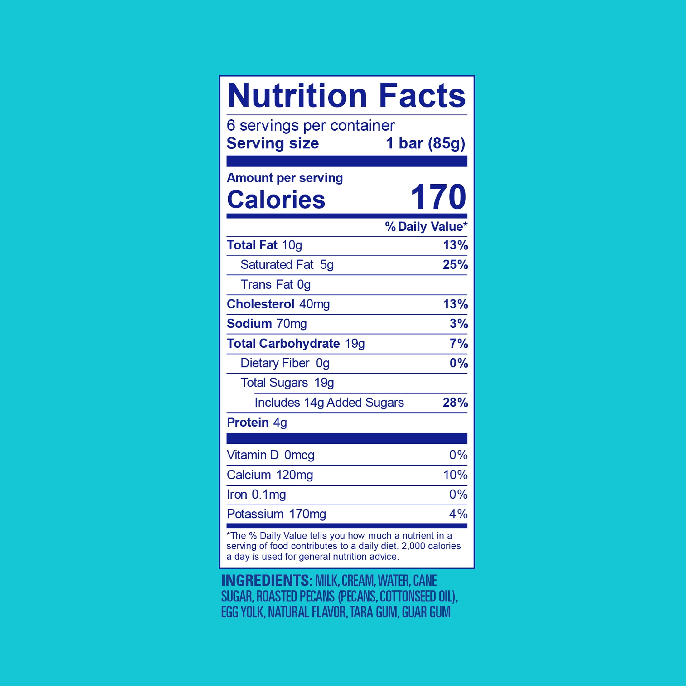 Helados Mexico Pecan Premium Ice Cream Bar, Gluten-Free, 6 Cream Paletas, 18 fl oz, Frozen