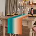 thumbnail image 2 of Teal Burnt Orange Ombre Burlap Cotton Table Runner 13x108 Inches Long, Modern Gradient Abstract Art Farmhouse Table Runners, Outdoor Dining Tablecloths Decor for Baby Shower/Party/Wedding, 2 of 8