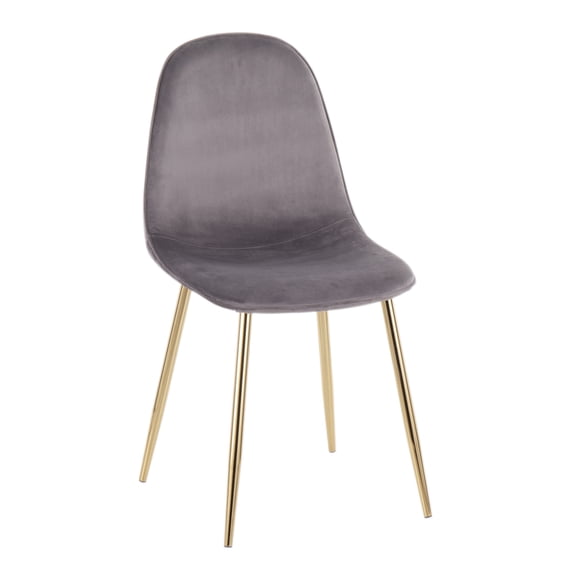 Nmkwnr Pack of 2 Upholstered Armless Side Chair with Gold Steel Legs, Velvet Dining Chair for Living Room, Dining Room, Gray