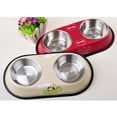 thumbnail image 4 of Tazón doble para mascotas Perro Gato doble Alimentador de agua de material acero inoxidable grande / pequeño Rojo l, 4 of 9
