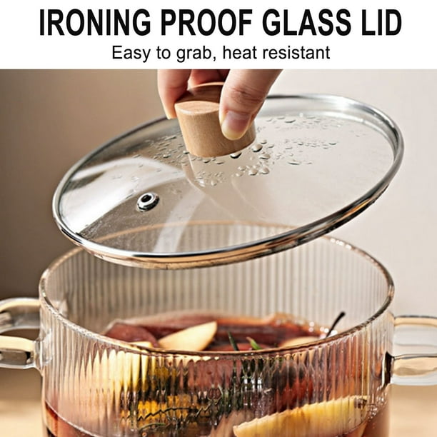 Marmite Verre 1500ml Casserole En Verre Borosilicate 1.5L Avec Couvercle - Pot De Cuisine Résistant à La Chaleur, Double Poignées Isolantes Pour Pâtes, Soupe, Lait Et Salade