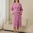 thumbnail image 6 of Terry Cloth Robes for Women Long Plush Bathrobe with Pockets Wrap Cozy Lounge Wear Hotel Spa Soft Comfortable Sleepwear Gift Purple, 6 of 8
