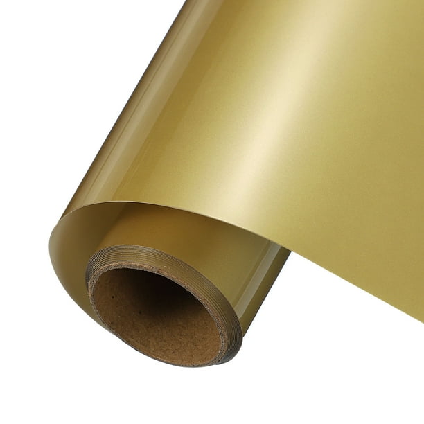 Vinilo de Transferencia de Calor Dorado Uxcell, Rollos de Vinilo de 12 Pulgadas x 5 pies para Corte de Calcomanías, Señales, Álbumes de Recortes, Manualidades DIY, Decoración del Hogar
