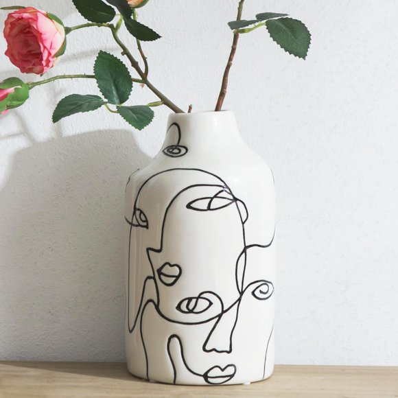 Kimdio Jarrón De Cerámica Para Decoración Del Hogar, Diseño Abstracto Irregular, Florero, Decoración De Sala De Estar, Jarrones Decorativos Minimalistas Para Hierba De Pampas