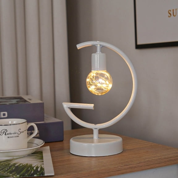 Modeling LED Night Lamp, Creative Small Iron Table Lamp with Warm Glow and Battery Power, Decorative Night Light for Bedroom, Living Room, Dorm, Study, Childs Room and Home Decor