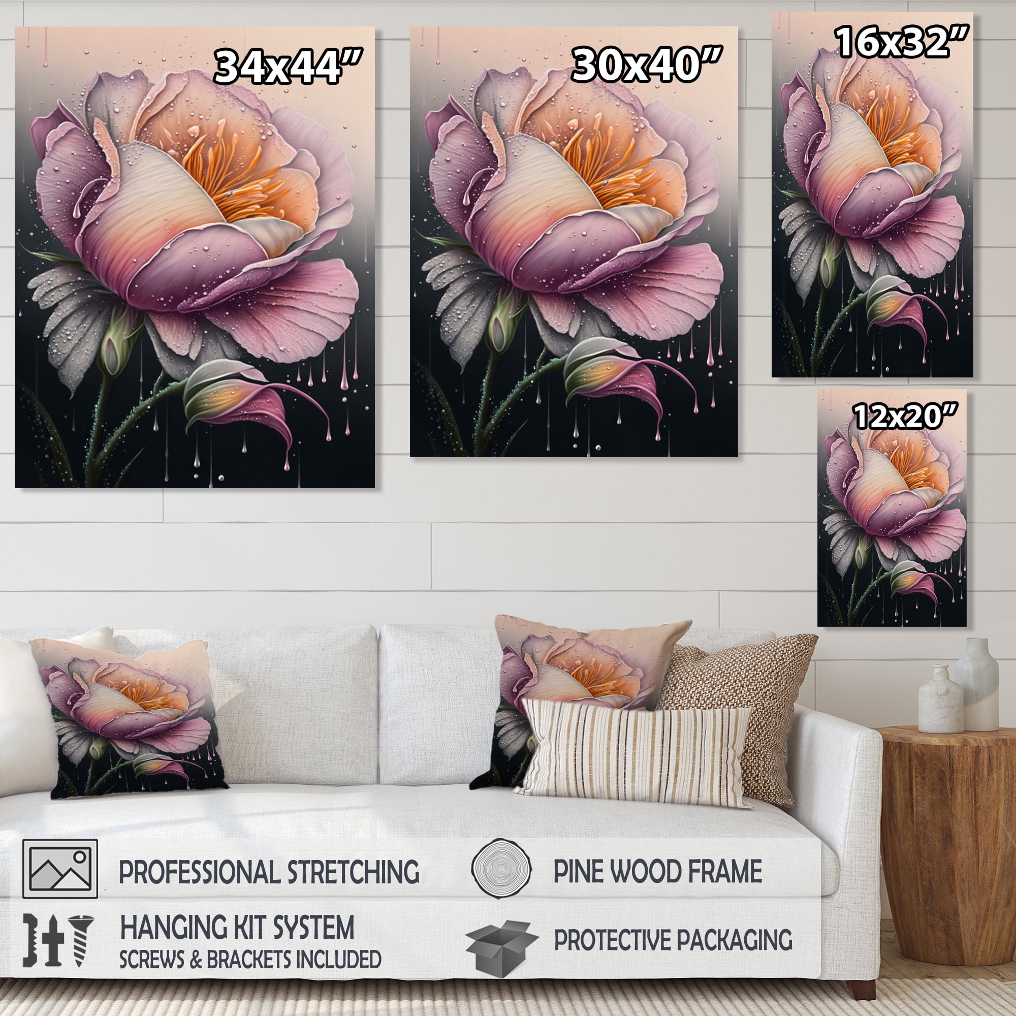 Designart Blooming Pink Rose Flowers Canvas Wall Art