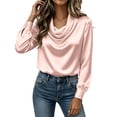 thumbnail image 5 of Asxite Plus Size Womens Tops Solid Relaxed Cowl Neck Long Sleeve Trendy Fall Casual Tees, 5 of 7