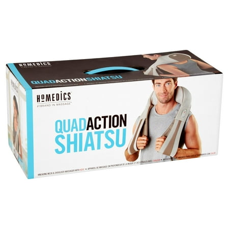 HoMedics Quad-Action Shiatsu Massager fpr Neck & Shoulders with Heat & Kneading, Model NMS-620HB