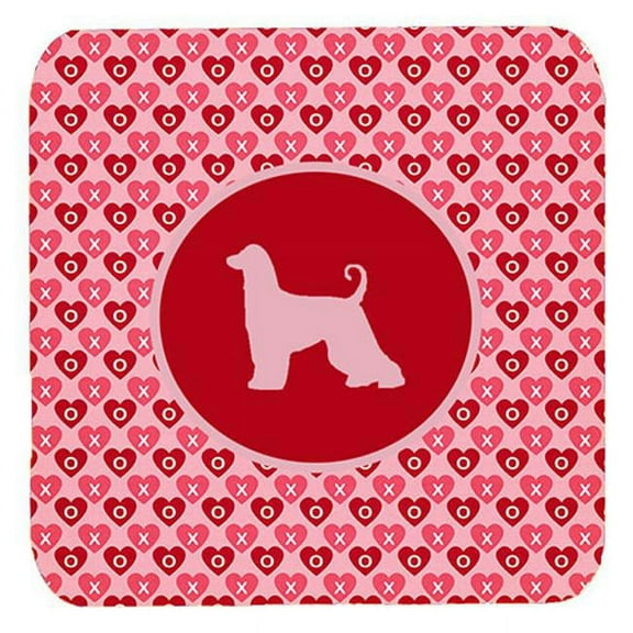 Afghan Hound Valentine Hearts Foam Coasters - Set 4, 3.5 x 3.5 In.
