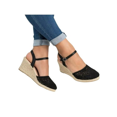 

Avamo Womens Espadrille Platform Wedge Sandals Ankle Strappy Close Toe Slingback High Heel Summer Sandals