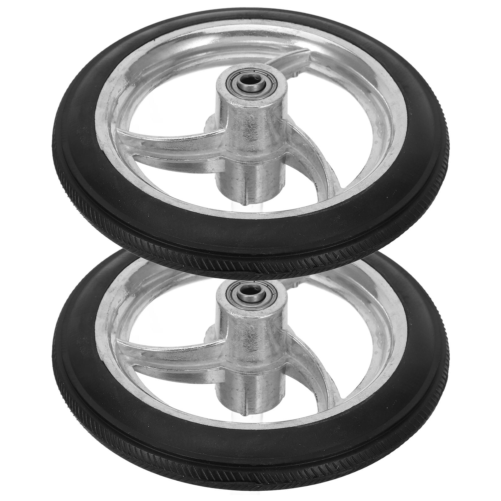 ADDHAT 2Pcs Wheelchair Accessory Wheels Solid Rubber Tire Wear Resistant Aluminium Alloy for Mobility Aid Replacement