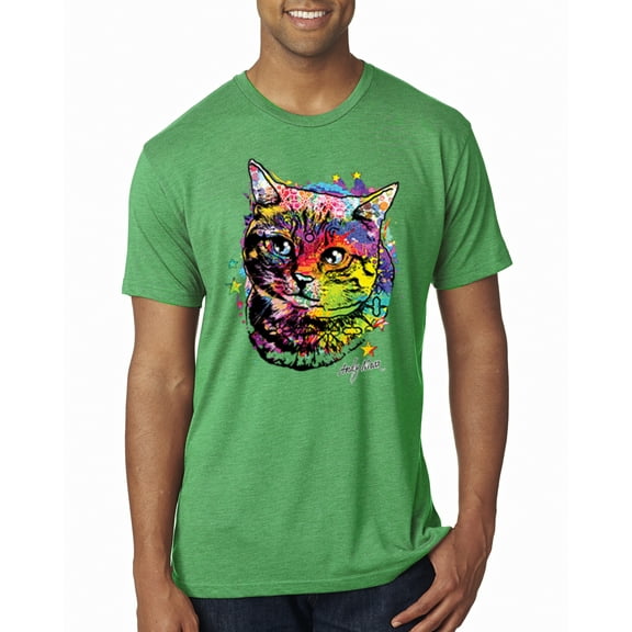 Wild Bobby, Cute Colorful Rainbow Cat Animal Lover Mens Premium Tri Blend T-Shirt, Envy, Small