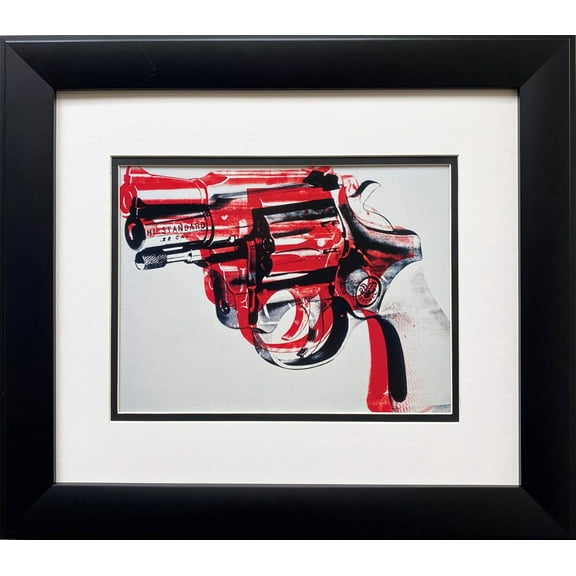 Andy Warhol "Gun '81-82" (Black and Red on white) CUSTOM FRAMED Pop Art Generic