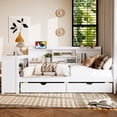 thumbnail image 2 of DRNANLIT Twin Size White Corner Daybed with Storage Drawers, Desk, Charging Station & Bookcase, No Box Spring Needed, 2 of 8