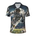 thumbnail image 2 of Daiia Astronaut Soccer Field Pattern Men’s Polo Shirts,Solid Deck Shirt,Classic Fit, Breathable Cotton Polo for Casual and Sport Wear-3X-Large, 2 of 7