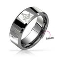 thumbnail image 3 of Bling Jewelry Mens Square Compass Freemason Masonic Titanium Band Ring Silver Tone Comfort Fit 8MM, 3 of 5