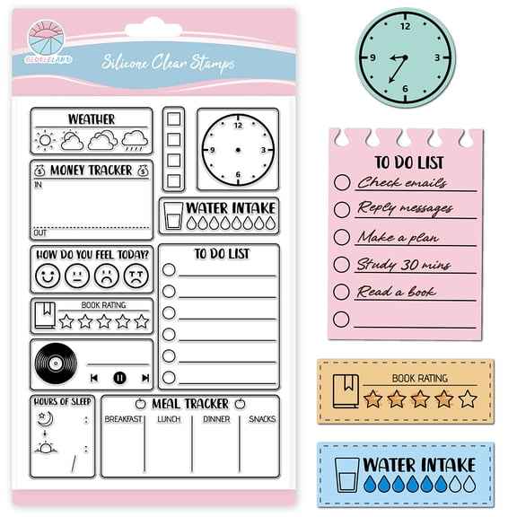 Diary Icons Clear Stamp for Scrapbooking Sticky Notes Silicone Stamps to-Do List Transparent Stamp for Card Making DIY Embossing Journaling