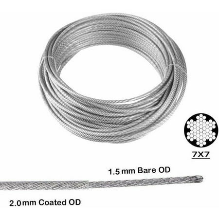 Kit de câble métallique en acier inoxydable de 30 m/2 mm avec tendeur de fil