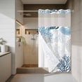 thumbnail image 4 of Blue Beige Coastal No Hook Shower Curtain with Snap in Liner, Waterproof Fabric Shower Curtains, Grey Navy Blue Coral Starfish Nautical Shower Curtain Set Top See Through for Bathroom 36"x72", 4 of 8