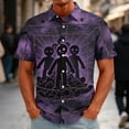 thumbnail image 2 of GrmtClth Men’s Spooky Holiday Party Camp Shirt Short Sleeve Coffin Rose Ghost Bat Pumpkin All Over Print Light Collar Casual Top Red XL, 2 of 5