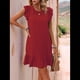 thumbnail image 4 of Vestidos de Verano para Mujer, Cuello Redondo, Corta, Dobladillo con Volantes, Vestido Mini Informal, Rojo, Talla L, 4 of 7