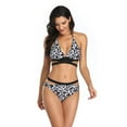 thumbnail image 4 of SWSMCLT Women's Sexy Bathing Suit Halter Bikini Cheeky Padded Trendy Spandex Backless 2 Piece String Swimsuit White Leopard Large, 4 of 4