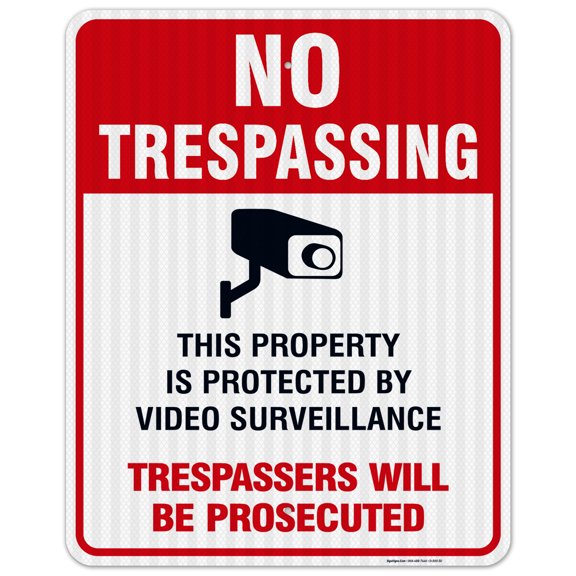 Video Surveillance No Trespassing Sign, CCTV Security Camera,