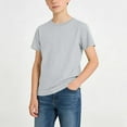 thumbnail image 2 of Boys Gray T-Shirt, Kids Crew Neck Short Sleeve Cotton Tee - Soft, Tagless, Basic Shirt for Kids Youth & Boys,Size 2-3 T, 2 of 7