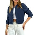 thumbnail image 3 of Women's Fall Winter Long Sleeve Stand Collar Shacket Coat Jacket With Side Pockets Lightweight Warm Casual Daily Wear Travel Loungewear Versatile Layering Piece | CSEONE,Dark Blue XL, 3 of 9