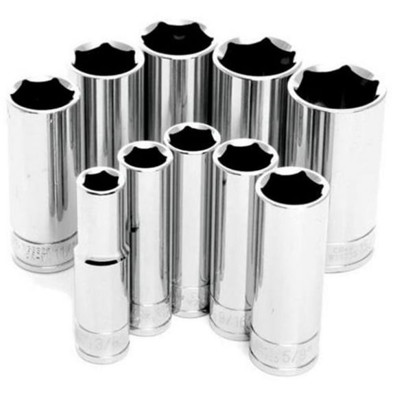 Performance Tools W38300 10 Piece 3/8in. Drive Sae Deep Socket Set
