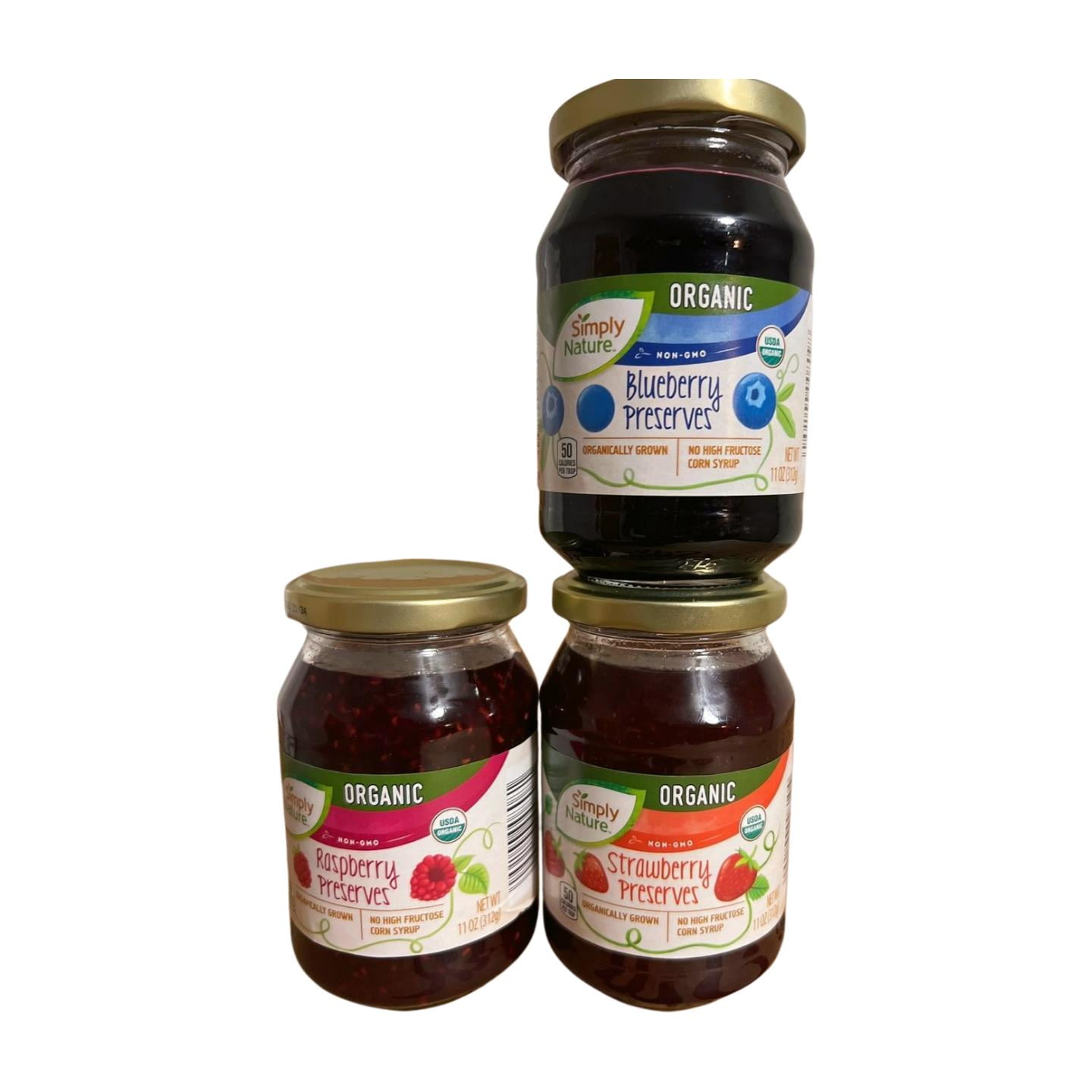 Organic Strawberry, Blueberry, Raspberry Preserves, No High Fructose Corn Syrup, Non-GMO, 11 oz x 3 (936g)