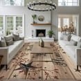 thumbnail image 4 of Retro Country Stars Washable Area Rug 5 x 7 ft Faith Love Home Berries Farmhouse Brown Striped, Soft Non Slip Rugs Stain Repellent Indoor Felt Carpet for Living Dining Room Bedroom Home Office, 4 of 9