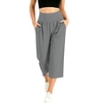 thumbnail image 2 of Jopfuhed Women's Wide Leg Yoga Pants Elastic High Waist Tummy Control Capri Pants with Pockets Side Flowy Gym Workout Jogging Pants,Sizes S-3XL, 2 of 9
