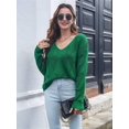 thumbnail image 4 of Fall Sweaters Round Neck Crochet Hollow Out Cute Winter Pullover Sweaters for Women Trendy Green S, 4 of 7