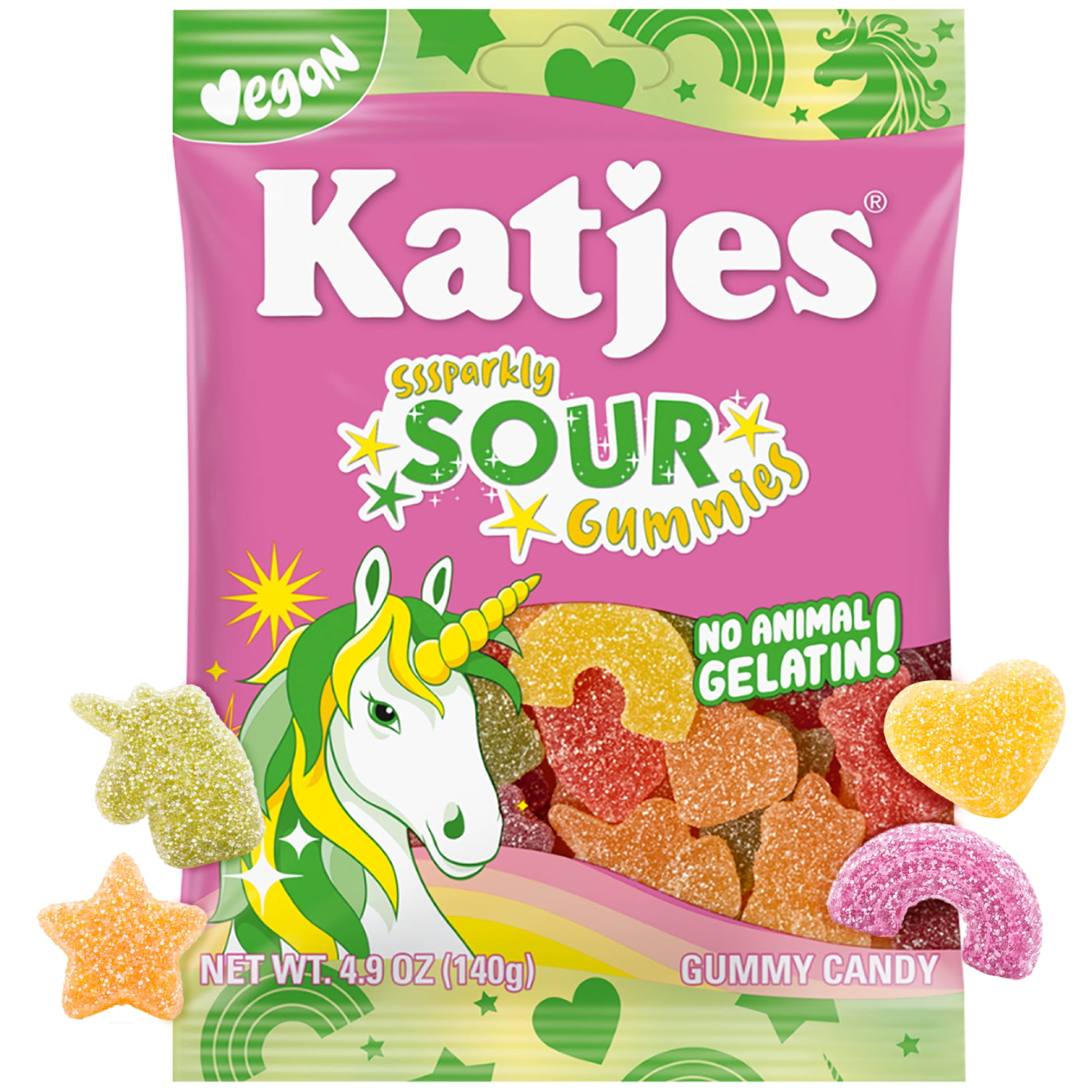 Katjes Sour Vegan Gummy Candy, No Artificial Dyes, Gelatin Free, 4.9 oz