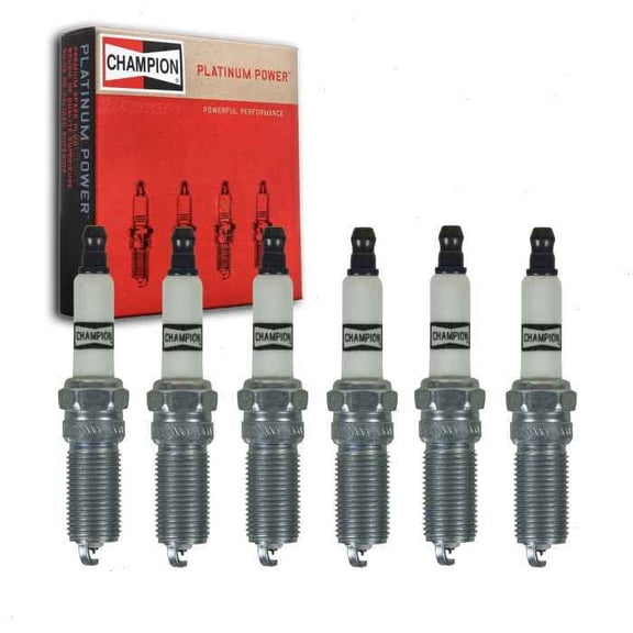 6 pc Champion Platinum Spark Plugs compatible with Ford Transit-150 3.7L V6 2015-2019