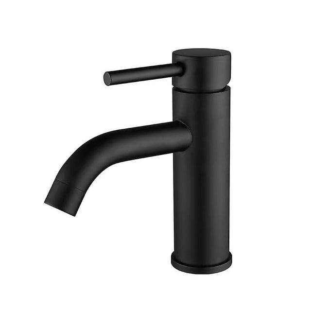 Mezclador de lavabo negro - Grifo monomando para baño, grifos de lavabo con cajón de cerámica de bajo ruido, cuerpo de acero inoxidable